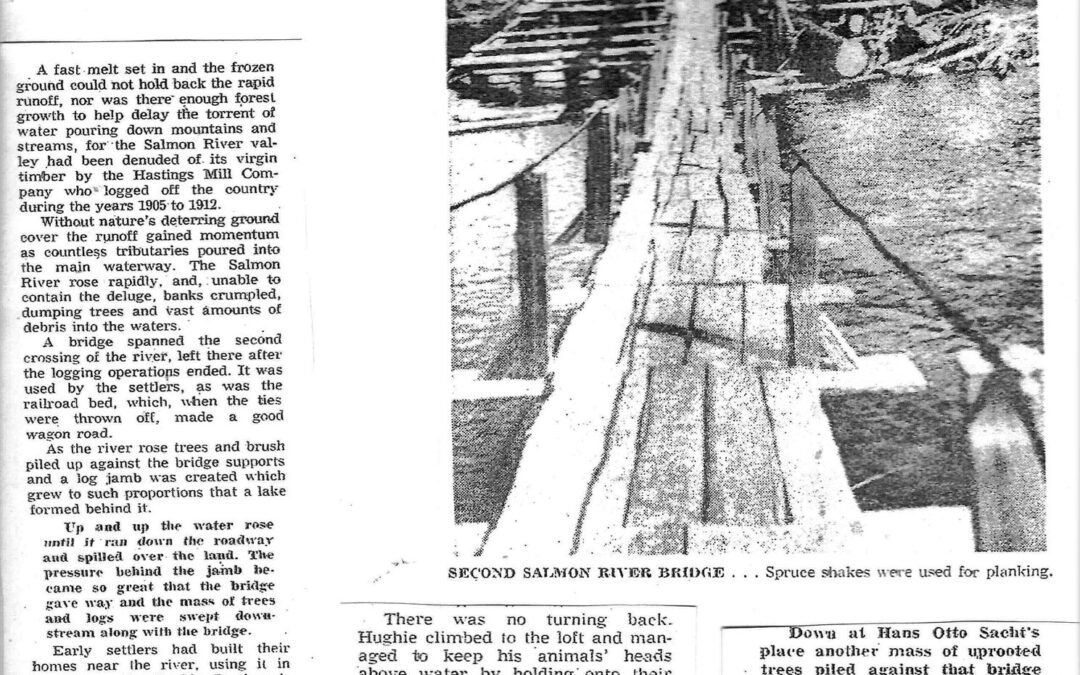 A Swing Bridge Is Built Circa 1918 – Newspaper Article By Rene Harding