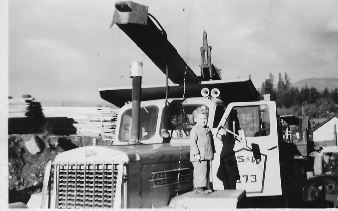 Young Larry McKinlay Standing On A B&S&W Logging Truck Circa 1950